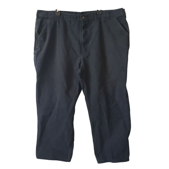 Carhartt Mens Black Pants Size 48 x 30 Worn Faded Distressed Dungaree Work Pants - Picture 1 of 16